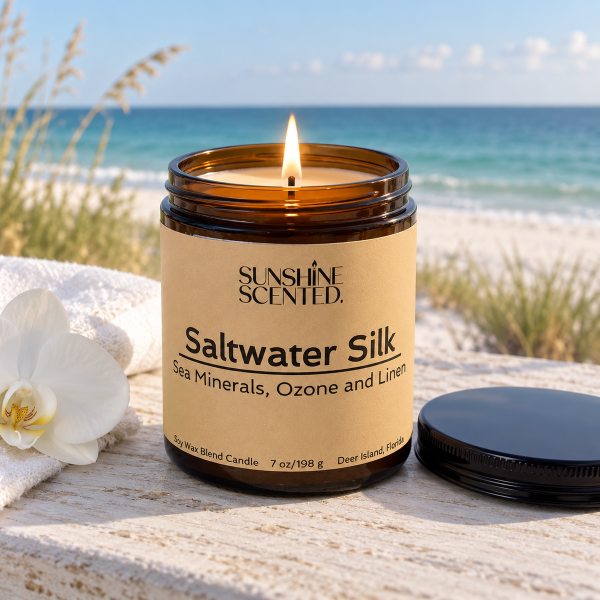 Saltwater Silk Sea Minerals, Ozone & Linen Candle - 7 oz