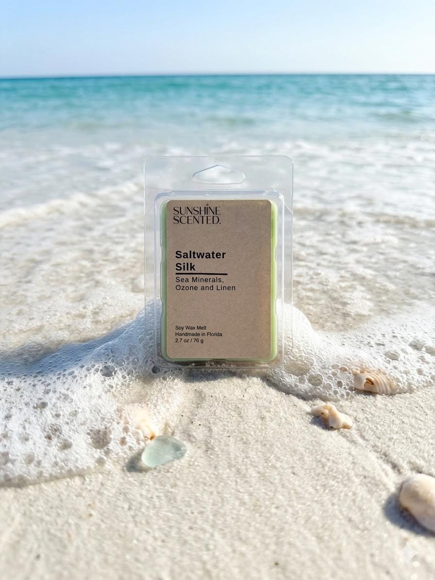 Saltwater Silk Hand Poured Wax Melt; Sea Minerals, Ozone and Linen