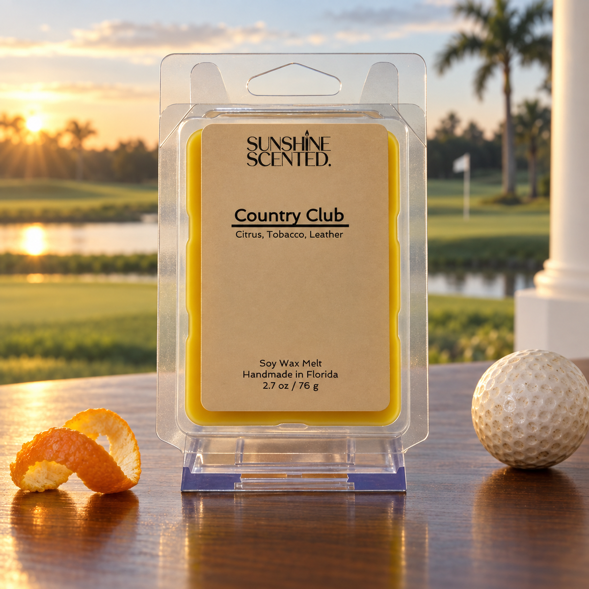 Country Club Mandarin, Tobacco & Leather Soy Wax Melt - 2.7 oz