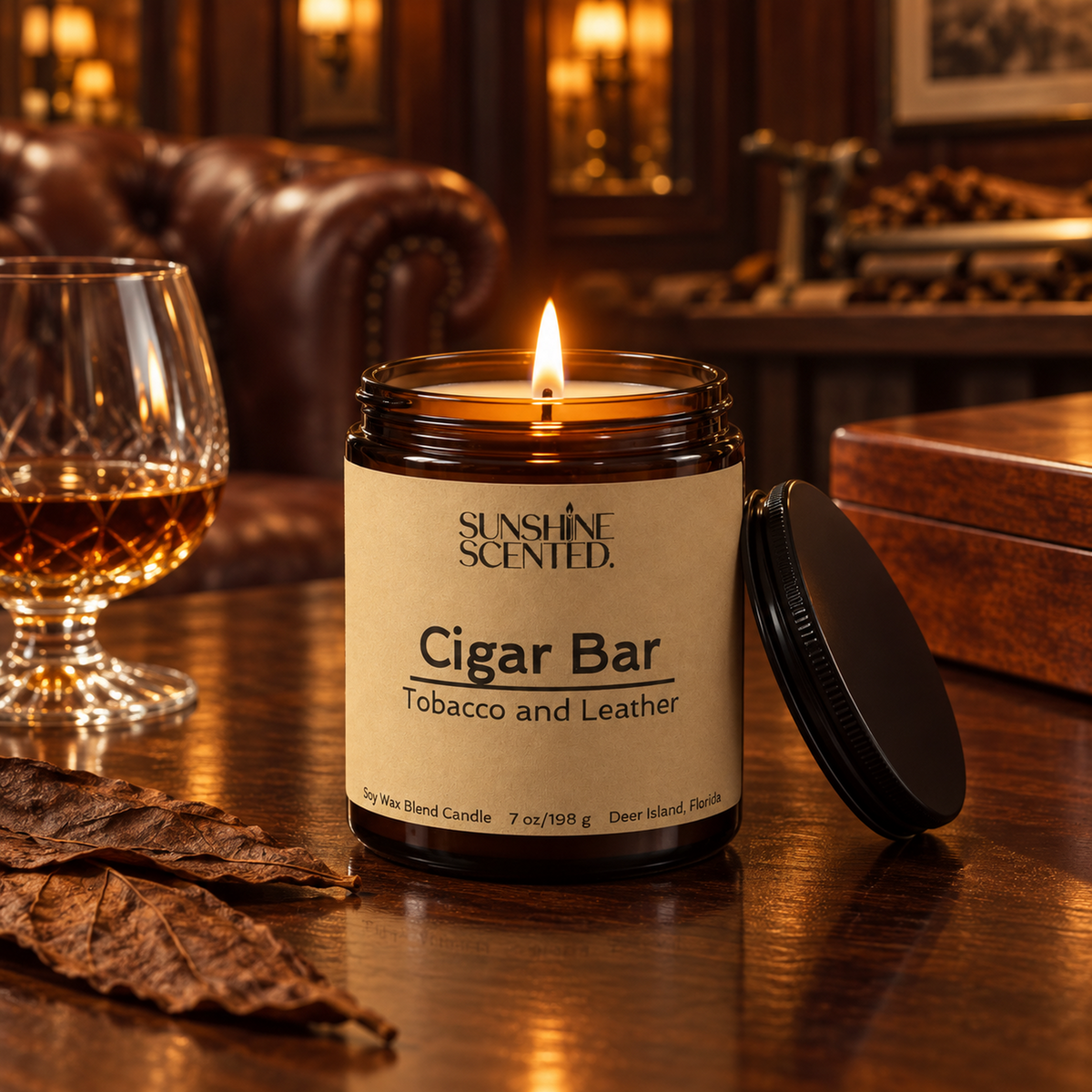 Cigar Bar Tobacco & Leather Candle - 7 oz