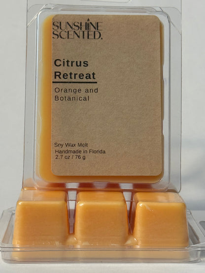 Citrus Retreat Soy Wax Melt, Orange and Botanical