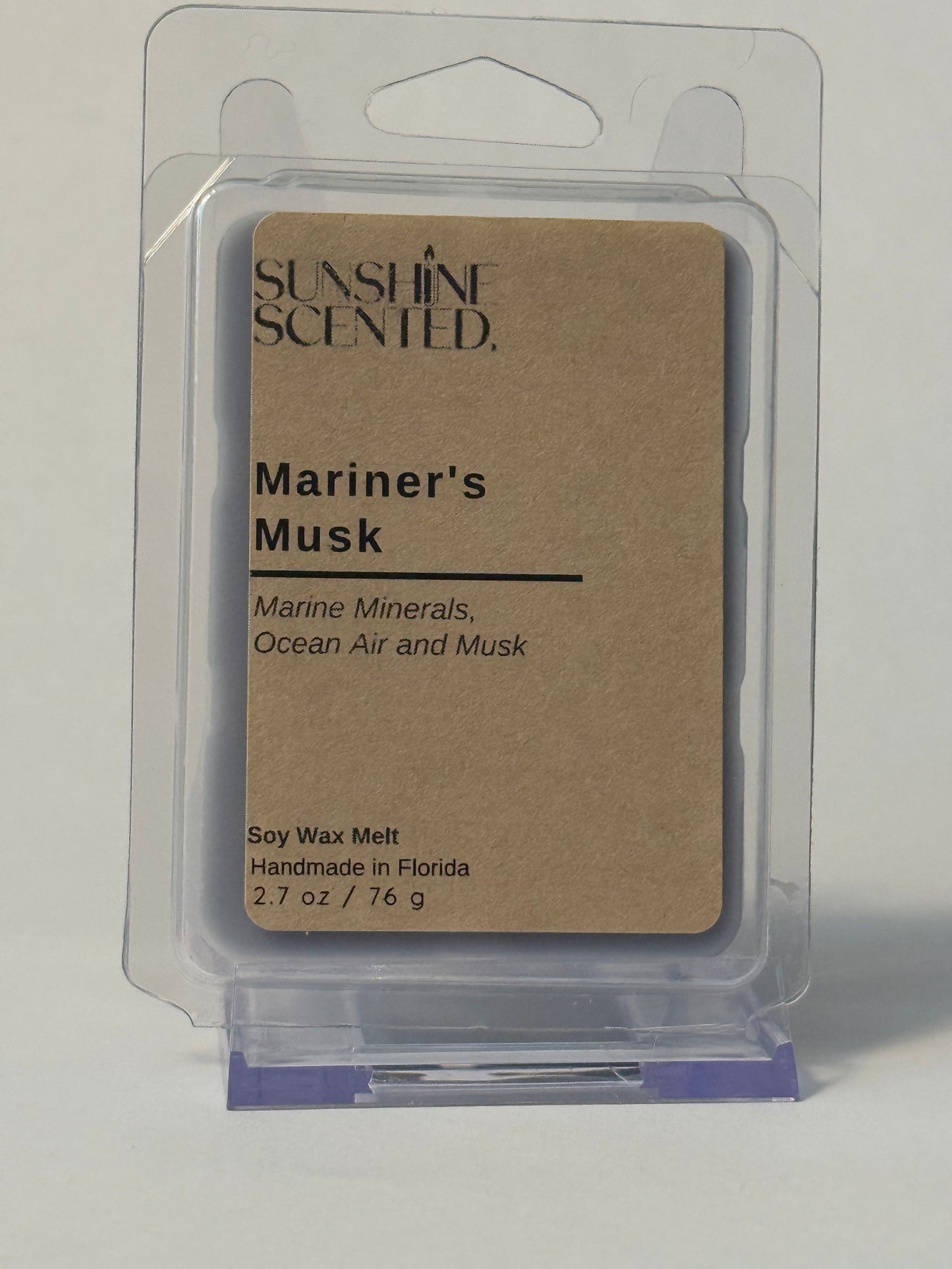 Hand Made, Pure Soy Wax Melt-Marine Minerals, Ocean Air and Musk
