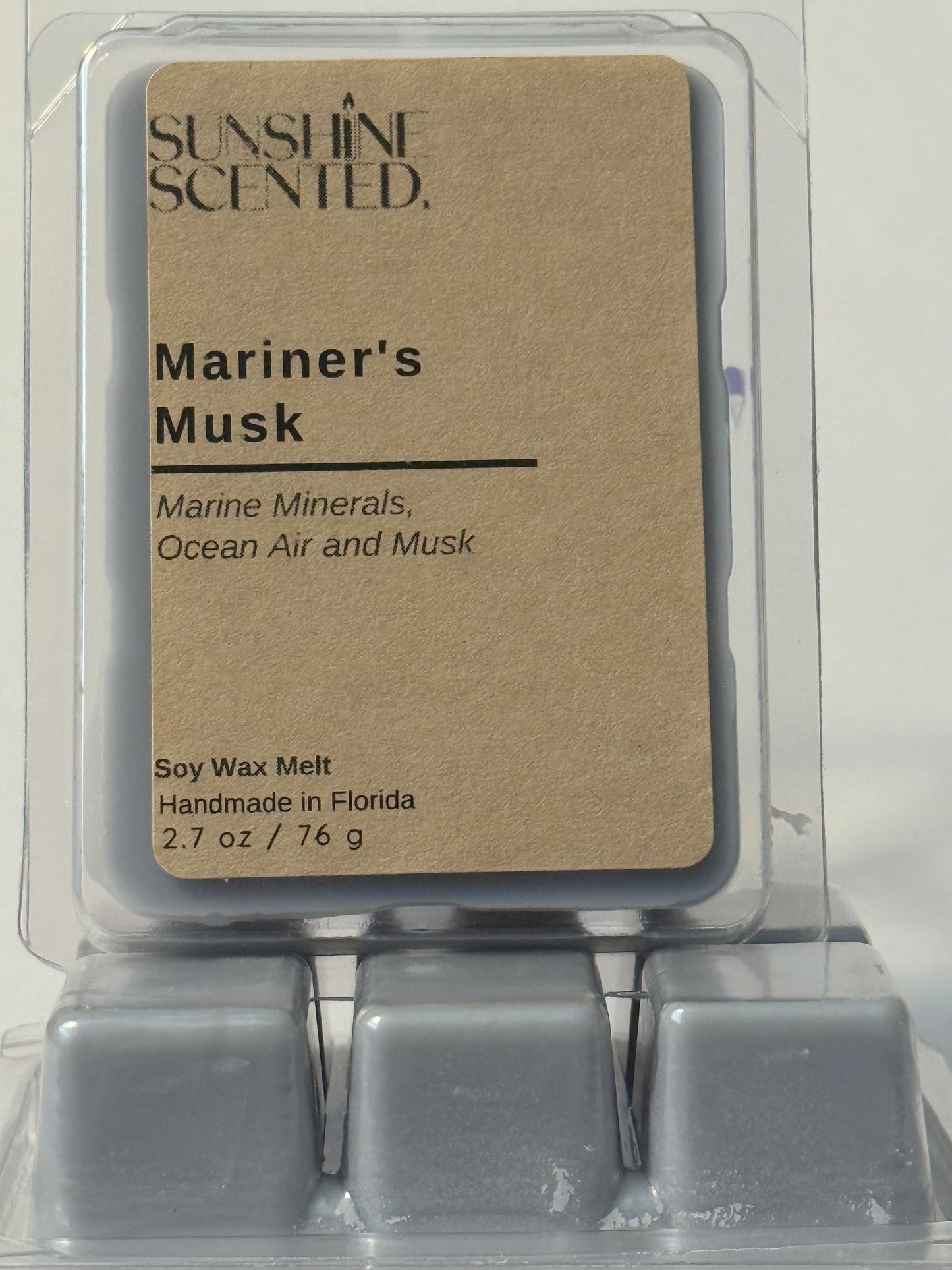 Hand Made, Pure Soy Wax Melt-Marine Minerals, Ocean Air and Musk