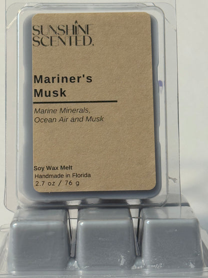 Mariner’s Musk Soy Wax Melt-Marine Minerals, Ocean Air and Musk