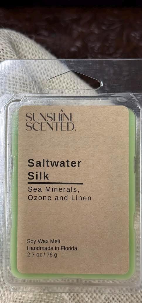 Saltwater Silk Hand Poured Wax Melt; Sea Minerals, Ozone and Linen
