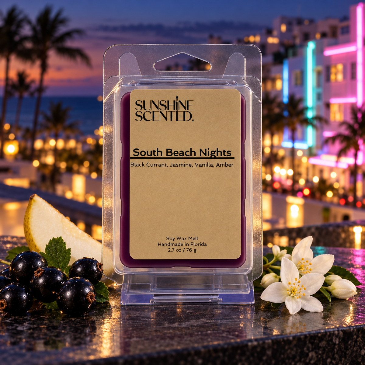 South Beach Nights Black Currant & Amber Soy Wax Melt - 2.7 oz